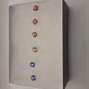 3 Pairs 10K Gold And Cubic Zirconia Earrings